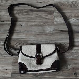Brighton Small Pebbled Leather Crossbody Bag White Brown